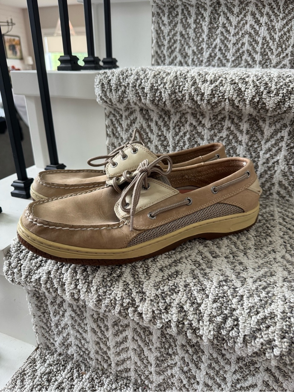 Sperry Top Sliders Men's Suede Boat Shoes in Tan Lace-Up Deck Style Size 11 - Picture 5 of 9
